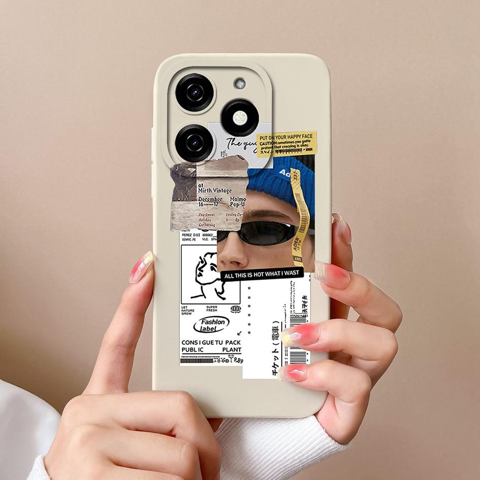 For Tecno Pova 6 Pro 5G Pop 8 Spark 20C 20 Itel A70 A18s Phone Cover Case Fashion Girls Boy High Quality Shockproof Soft Liquid Silicone Shell Housing