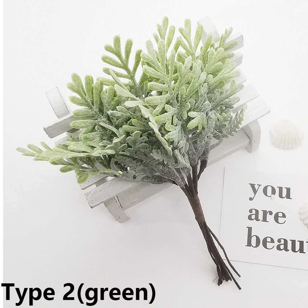 6PCS/Bundle DIY Xmas Ornament Home Decor Pine Artificial Flowers Simulation Plants Faux Grass