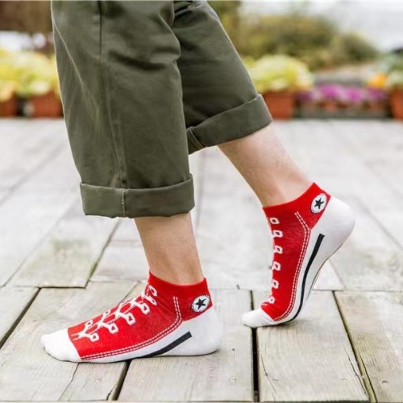 5 Pairs Women's Funny Shoe Print Socks Fashion Style Hip Hop Cute Fashion Soft Slippers And Socks