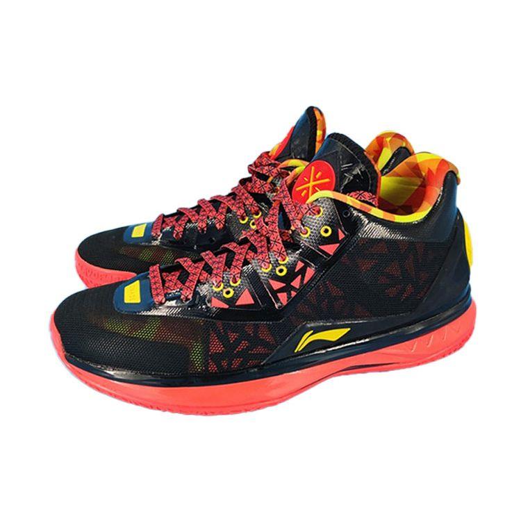 Li Ning Wade Way 4 Comfortable Shock Absorption Non-Slip Wear-Resistant Mid-Top Basketball Shoes Men sneaker Black Orange ABAL069-1