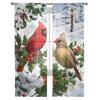 Premium Winter Snow Berry Robin Sheer Curtains Bedroom Voile Curtain Family Space Window Sheer Curtains Cooking Space Tulle Drapes