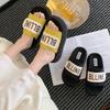 High-value Slippers Women's Summer 2025 Korean Version of Letter Velcro Platform Casual One-word Sandals Outer Slippers Women's Shoes