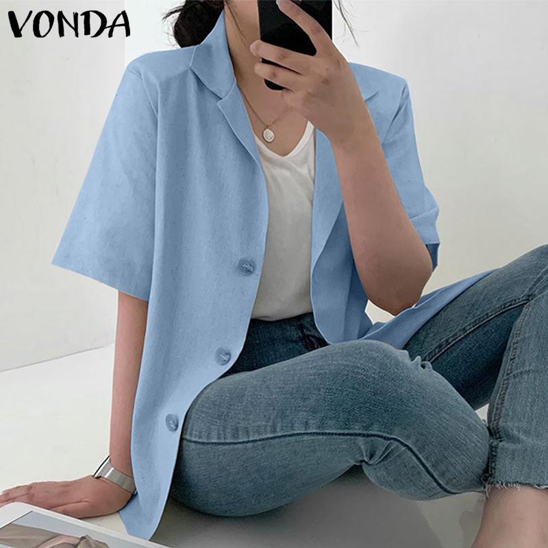 

Летние женские однотонные блейзеры VONDA с ​​короткими рукавами
