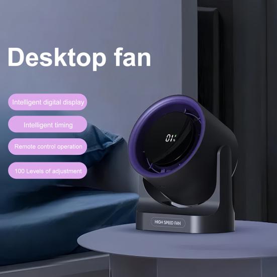 Mini Bordvifte Stille Bladløs Kjølevifte Digitalt Display Justerbar Viftehastighet Roterbar Oppladbar Elektrisk Luftsirkulasjonsvifte