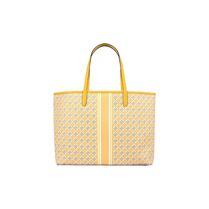 Tory Burch Perry Quilted Logo Commuter Large Capacity Leather Tote Bag Women Tote Yellow Multicolor 82398-703