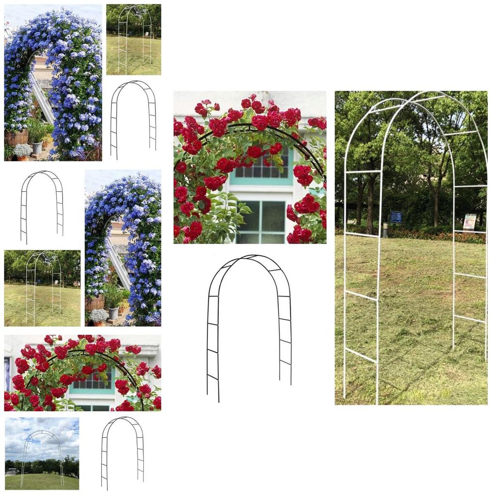 Simple Style Arch Trellis For Climbing Plants Foldable Metal Frame Black/white