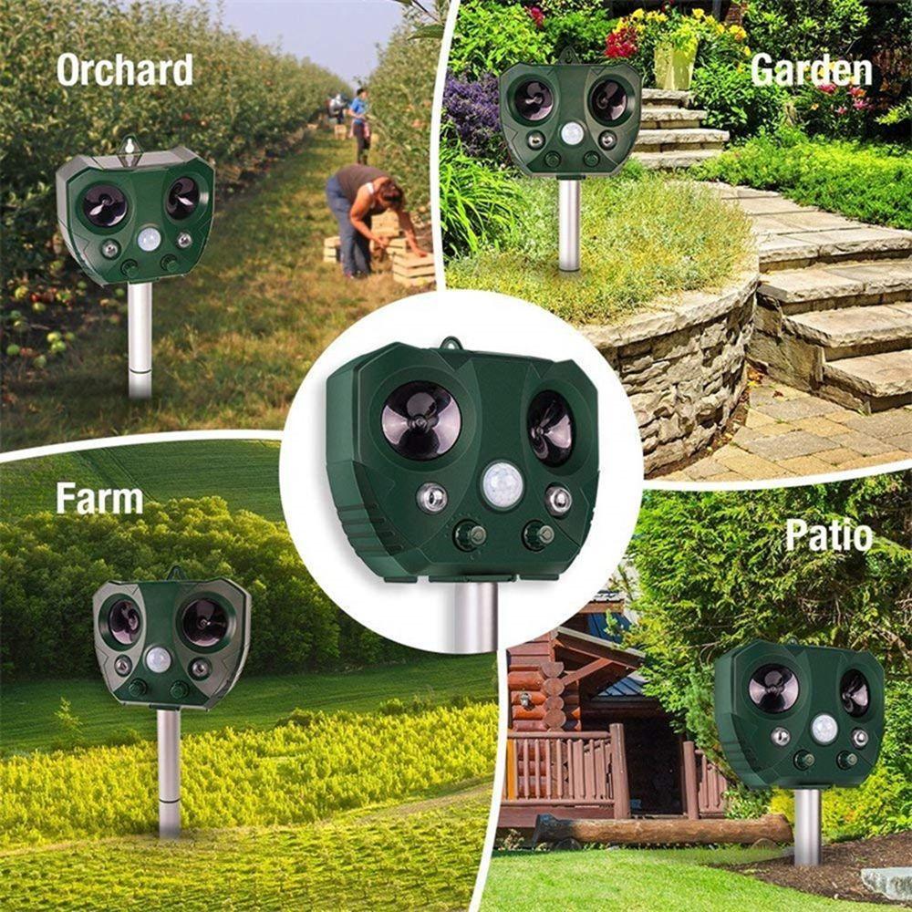 Outdoor Solar Powered Garden Cat Bird Ultrasonic Pest Control Dog Chaser Animal Repeller Repellent