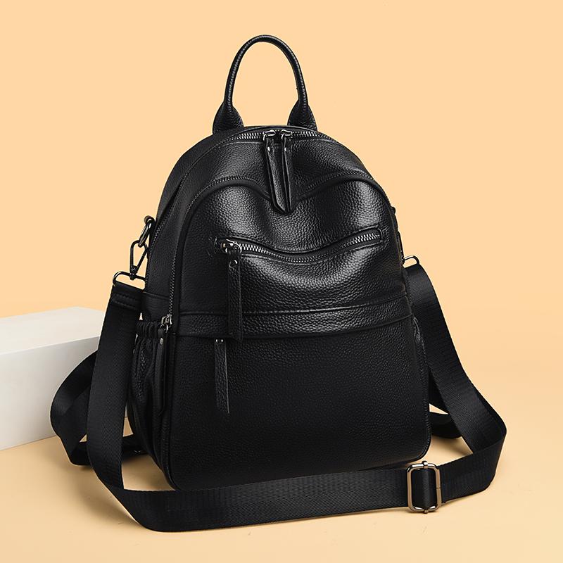 Retro Real Cowhide Backpack Fashion Large Capacity Women Backpack High-End Genuine Leather Female Knapsack Shoulder Bag Satchel