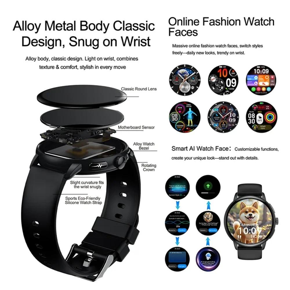 2025 New ECG Uric Acid Smart Watch Blood Component Temperature Heart Rate Stress Al Q&A Bluetooth Call Health Monitor Smartwatch