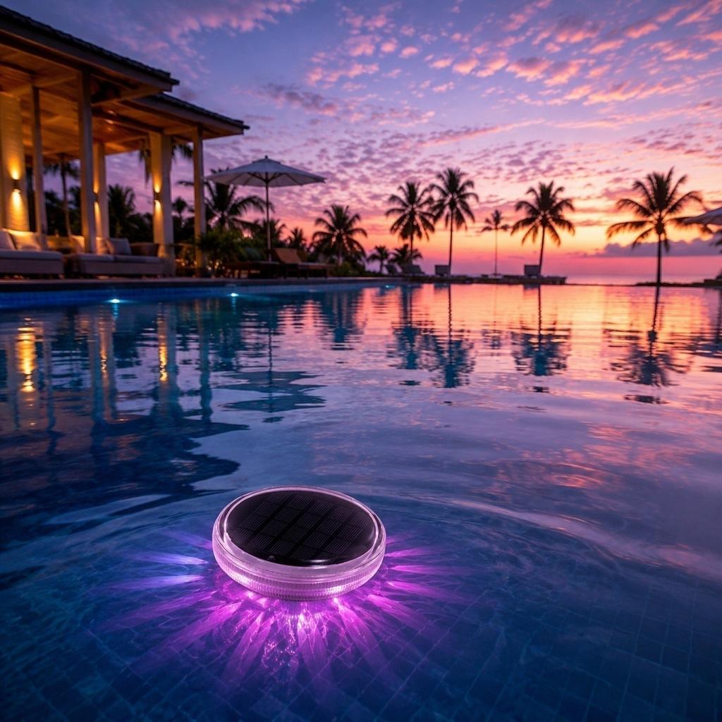Solar Floating Pool Light with Remote Control Waterproof LED Submersible Floating Lamp for Outdoor Swimming Pools Ponds and Garden Decoration