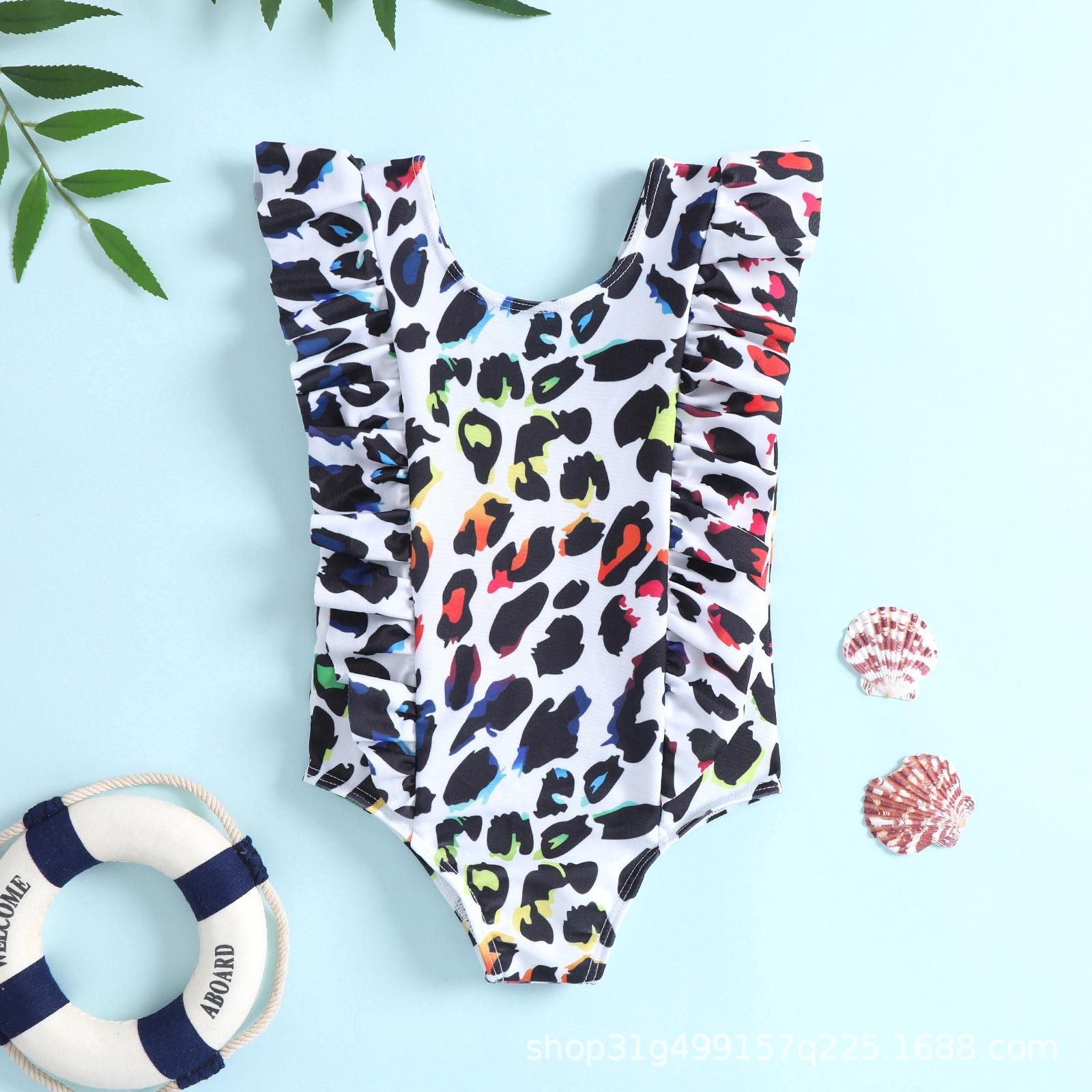 

Leopard Print Ruffle Girls One-Piece Swimsuit 90