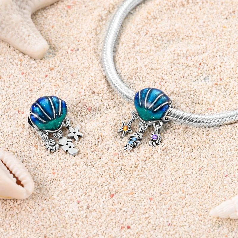 Kupfer Krabben Ozean Serie Blaue Schildkröte Seestern Muschel Passen Original Armband Charms Für Frauen DIY Feinschmuck Geschenke