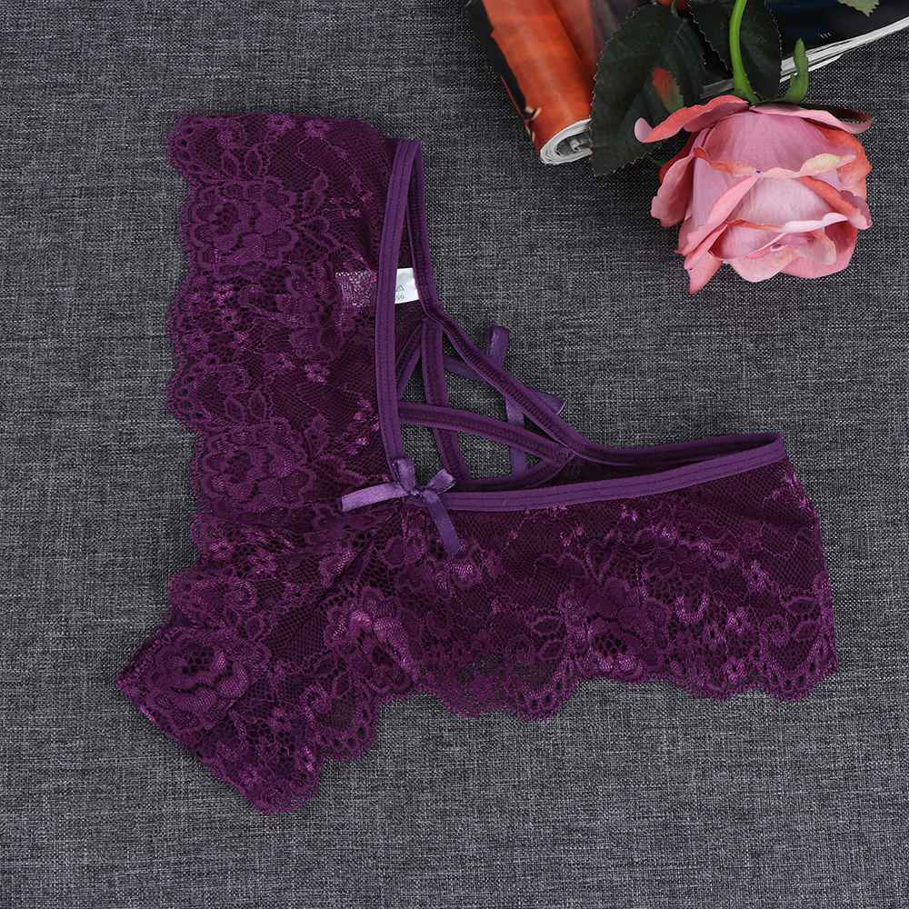 1PC Sexy Erotic Lingerie Ladies Elastic Bandage Lace Flowers Panties T-back Briefs G-String Thongs Women's Charming Underwear