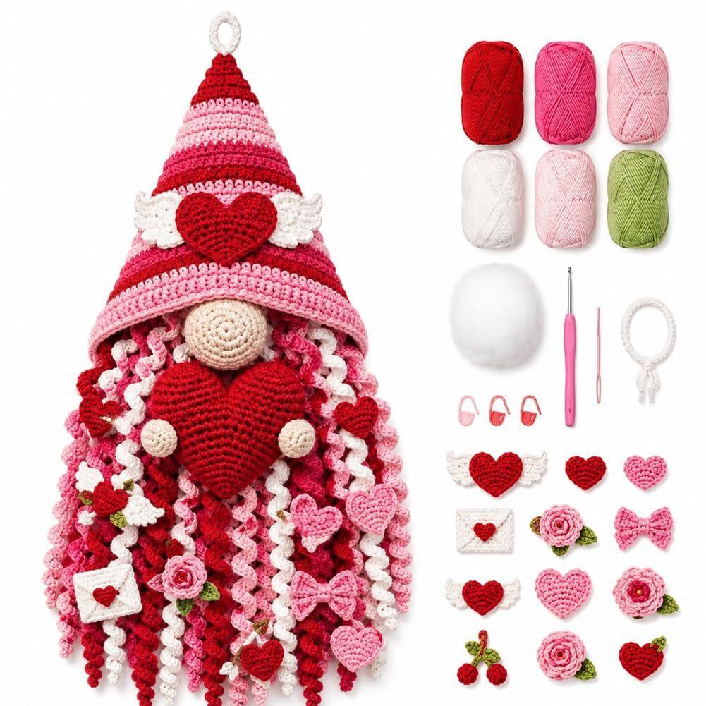 3D Holiday Crochet Kit Crochet Set Handheld Heart Gnome