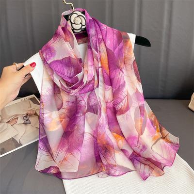 Luxus Damen Strandtuch Georgette Seidenschals Design Druck Stirnband Weibliches Sommer Stirnband Wickeltücher Sonnenschutz Hijab