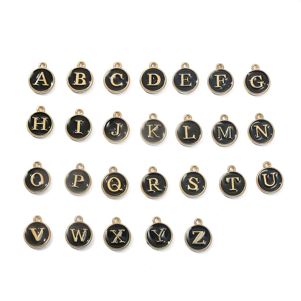 10Pcs Metal Enamel English Letters Charms Pendant For DIY Jewelry Making Necklace Bracelet Accessories