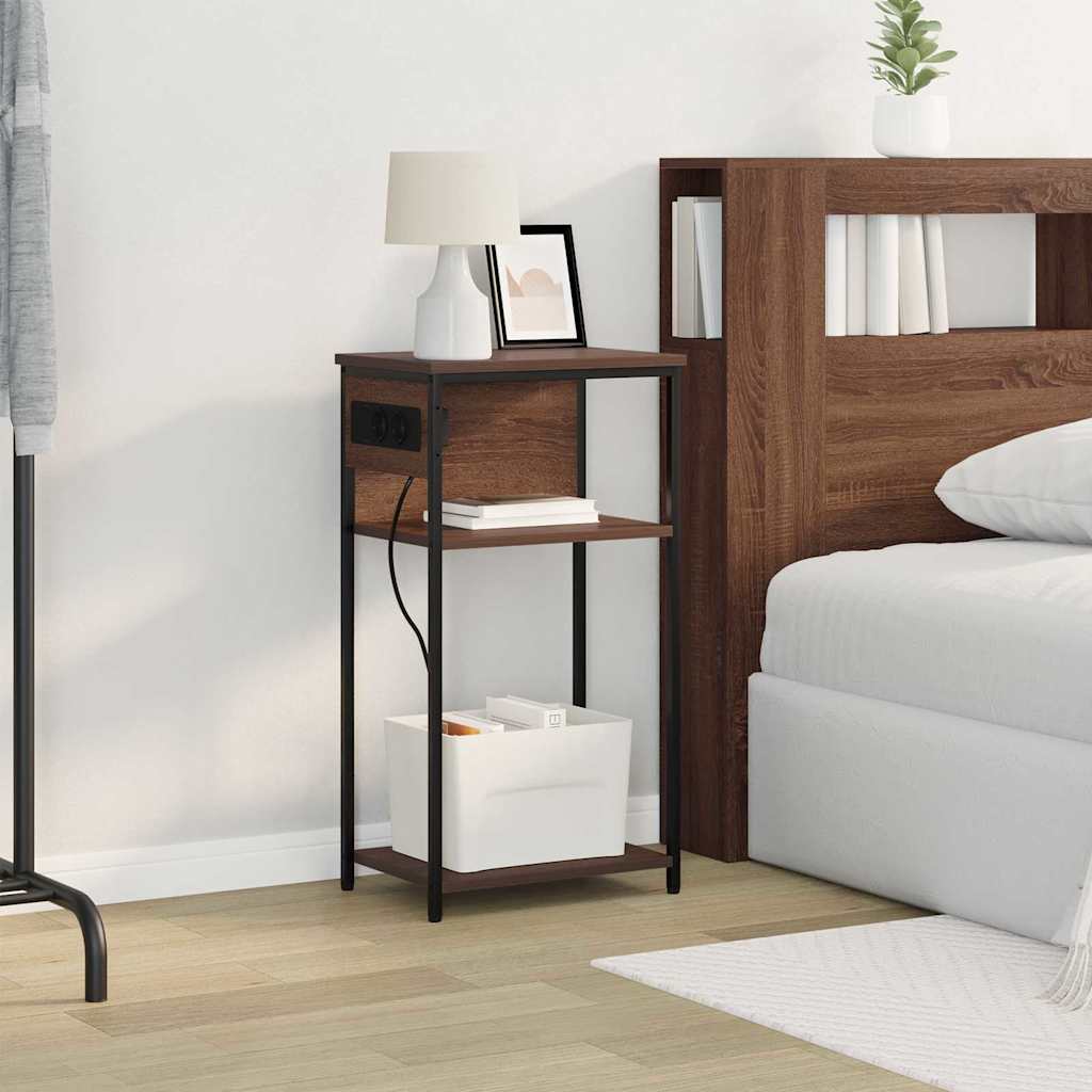 Nightstand Brown Oak Look 41 X 28 X 76 Cm Engineered Wood