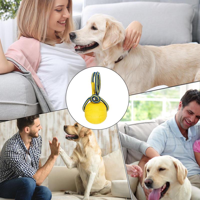 Hundeball mit Griff Unzerstörbarer Kauspielzeugball mit Griff Interaktives Welpenspielzeug Haustierbedarf Zahnungs-Knoten für