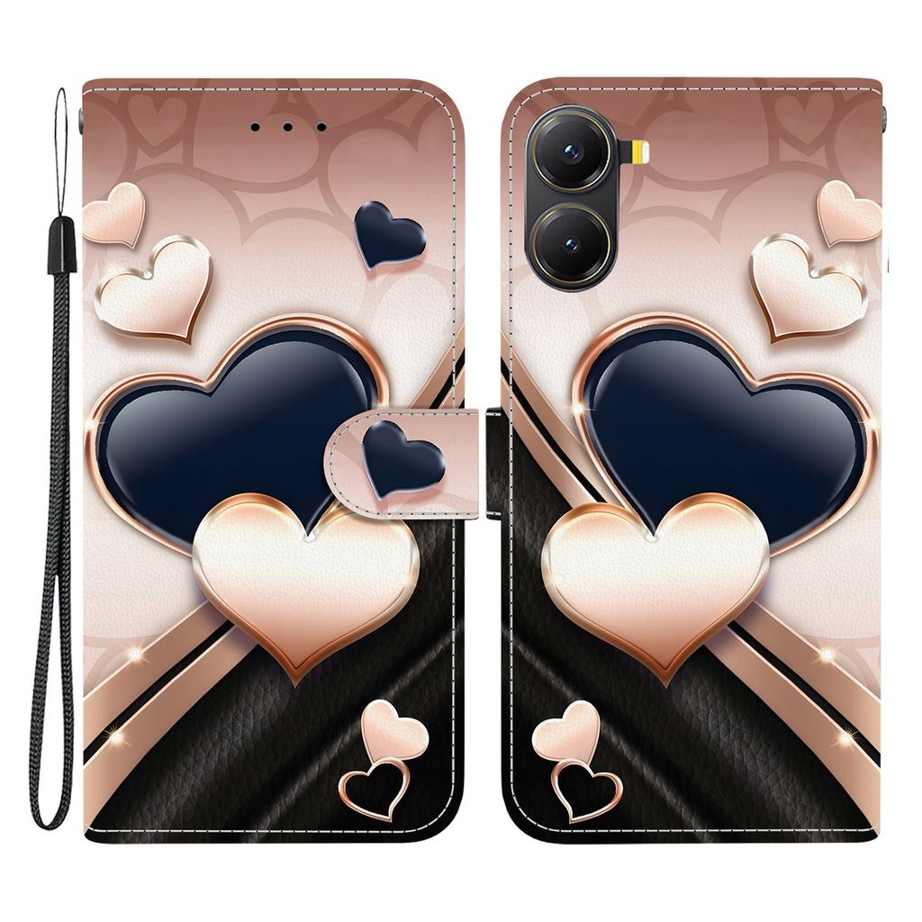 For Xiaomi Redmi Turbo 4 5G/Poco X7 Pro 5G Leather Case Stand Wallet Pattern Printing Phone Cover with Wrist Strap