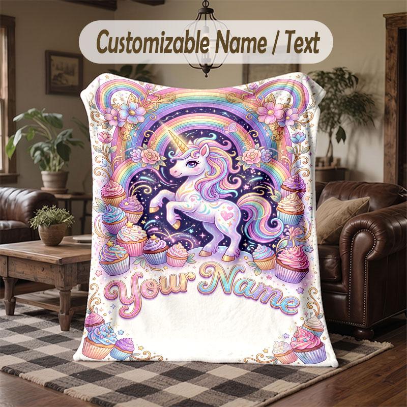 Coperta da divano a tema unicorno con nome personalizzato, coperta morbida e accogliente per casa, divano, letto
