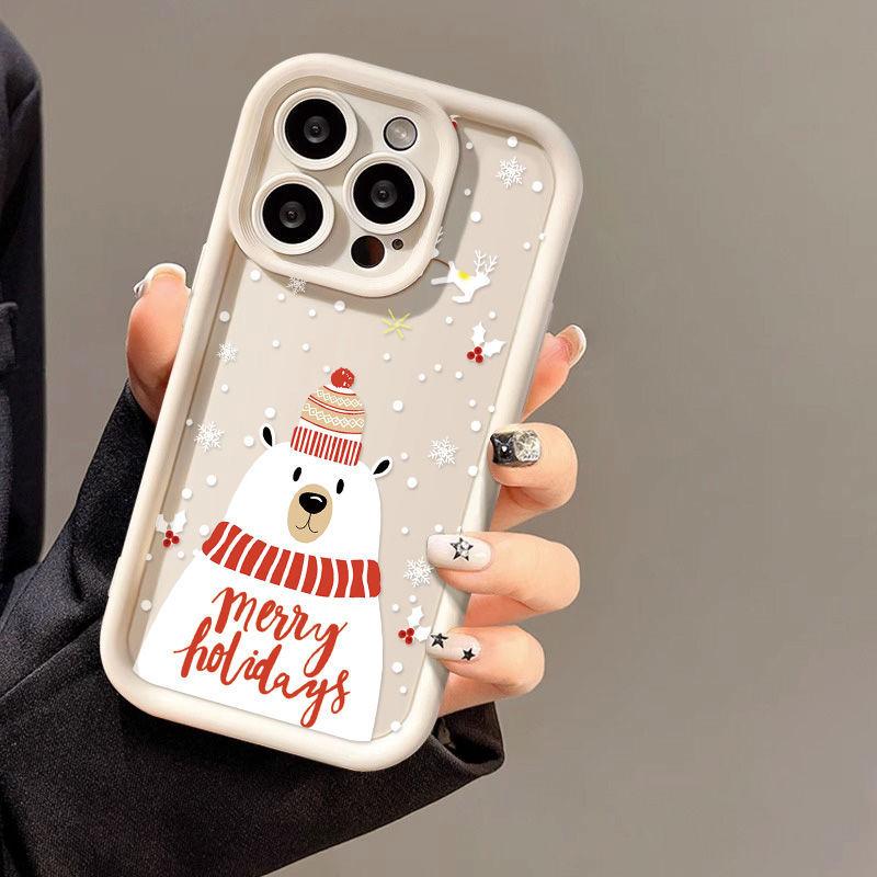 Christmas hat bear for iPhone17ProMax phone case 17 Apple 16 matte 14/15 Premium 13