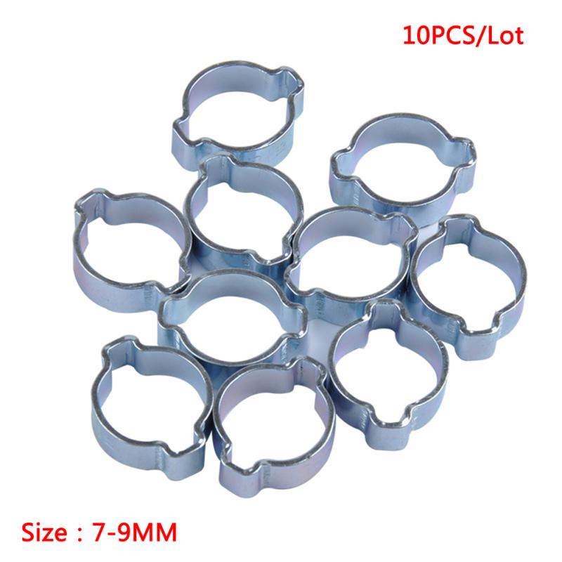 10 Pcs/set Double Ear Clamp Galvanized Convenient Fuel Pipe Hose Clamp 5-31mm