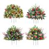 Lighted Artificial Christmas Urn Filler Battery Powered Pre-lit Xmas Pine Trees with LED Lights And Tripod Stake Holiday Planter Filler
