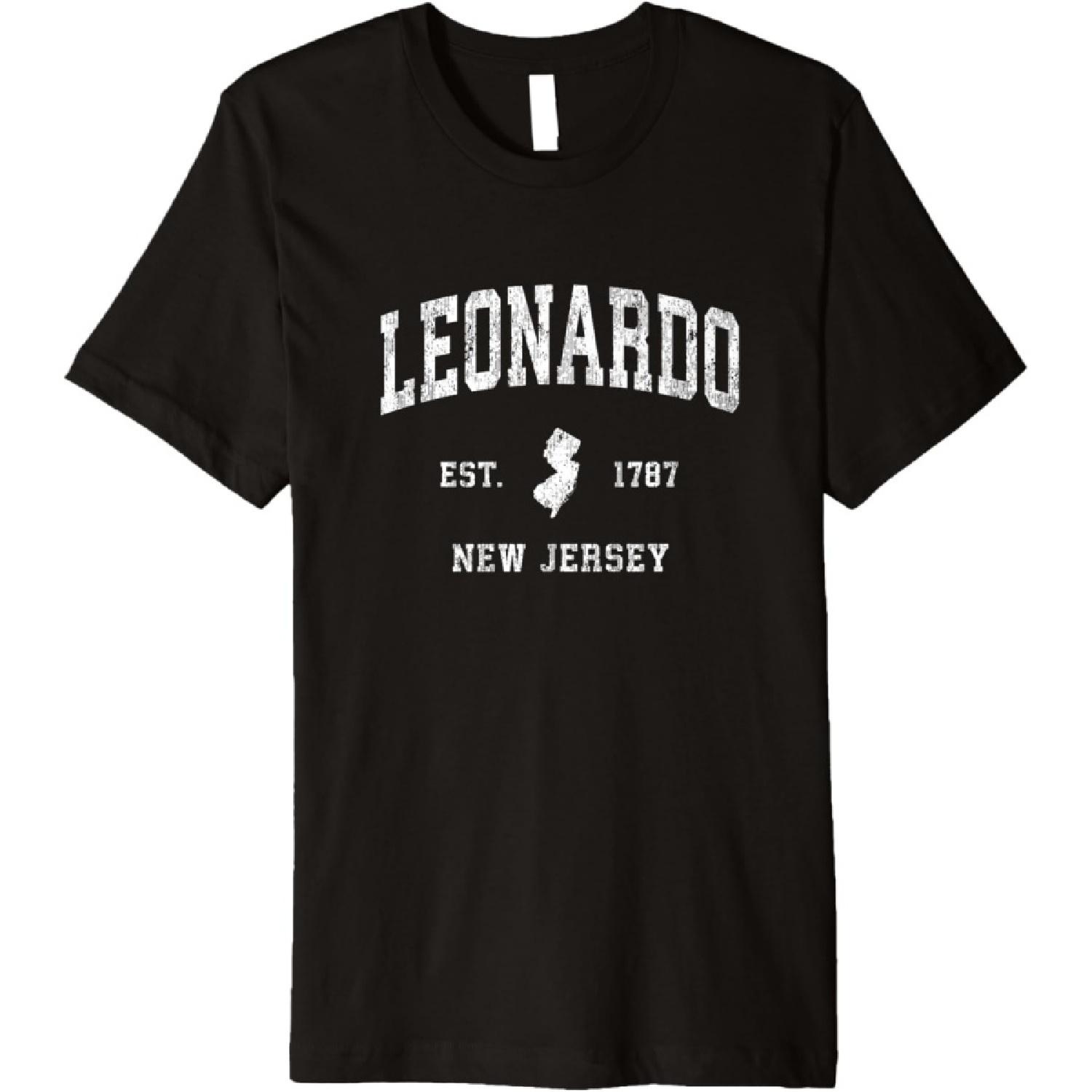 Leonardo New Jersey NJ Vintage Athletic Sports Design Premium T-Shirt S