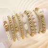 Vintage Punk CCB Bead String Elegant Irregular Imitation Zircon Bracelet Multi-layer Stacked Bracelet Women's Daily Party Zircon