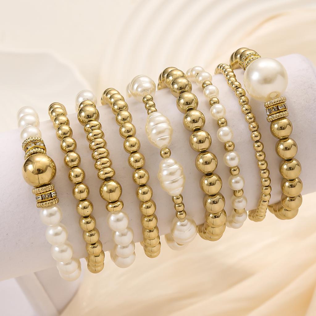 Vintage Punk CCB Bead String Elegant Irregular Imitation Zircon Bracelet Multi-layer Stacked Bracelet Women's Daily Party Zircon