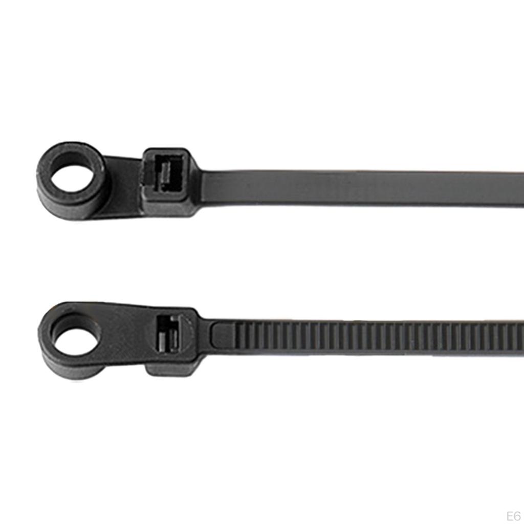 100 Stück Nylon-Kabelbinder, selbstsichernd, mit Schraubenlöchern, Zubehör, flexibel, schwarze Farbe für Kabel und