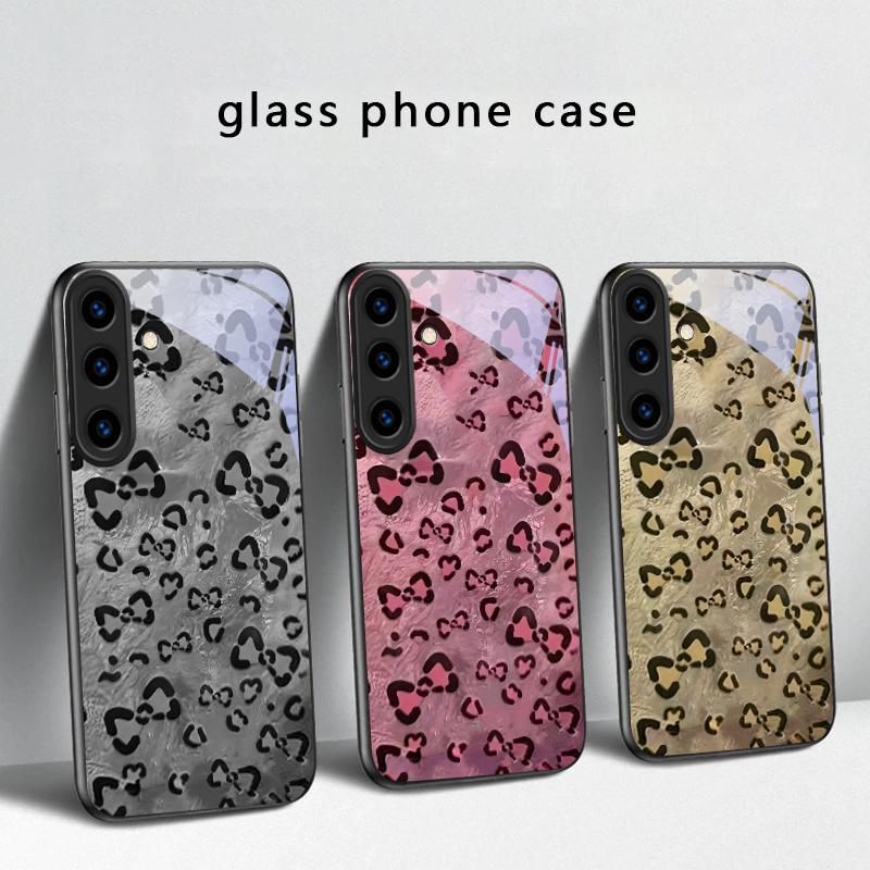 Abstract Leopard Print For Samsung Galaxy S20 S21 S22 S23 Plus S24 FE S25 Ultra S26 Edge S25+ S20+ S22+ Black Glass Phone Case