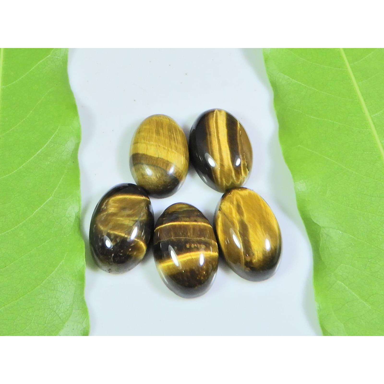 

10X14MM Natural Tiger eye Oval Cabochon Loose Gemstone 5Pcs Lot 31Cts. A-518