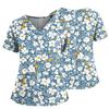Women's Casual Printed V-Neck Pocket Side Slit Short Sleeved Top Short Sleeved Top
