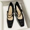 Fashion Square Toe High Heels Women Mary Jane Shoes Fashion Shallow Chain Shoes Spring Autumn Ladies Elegant Dancing Party Prom Shoes