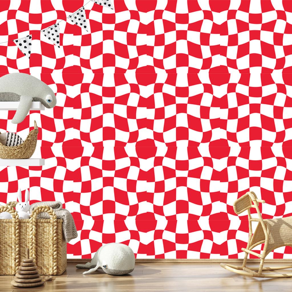 Wallpaper Free checkerboard red and white, coral background 50x1000