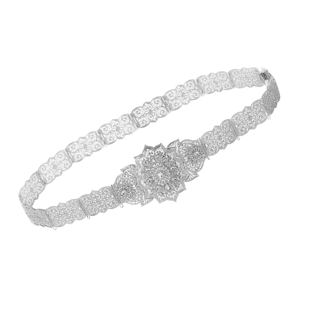 Traditional Hollowed Out Belt Moroccan Caucasus Robe Belt Antique Waistband for Wedding Rhinestones Carving Corset Belt
