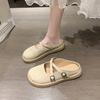 Slippers women's autumn and winter 2025 new bag head platform half slippers fashionable versatile round head cross Mary Jane single shoes
