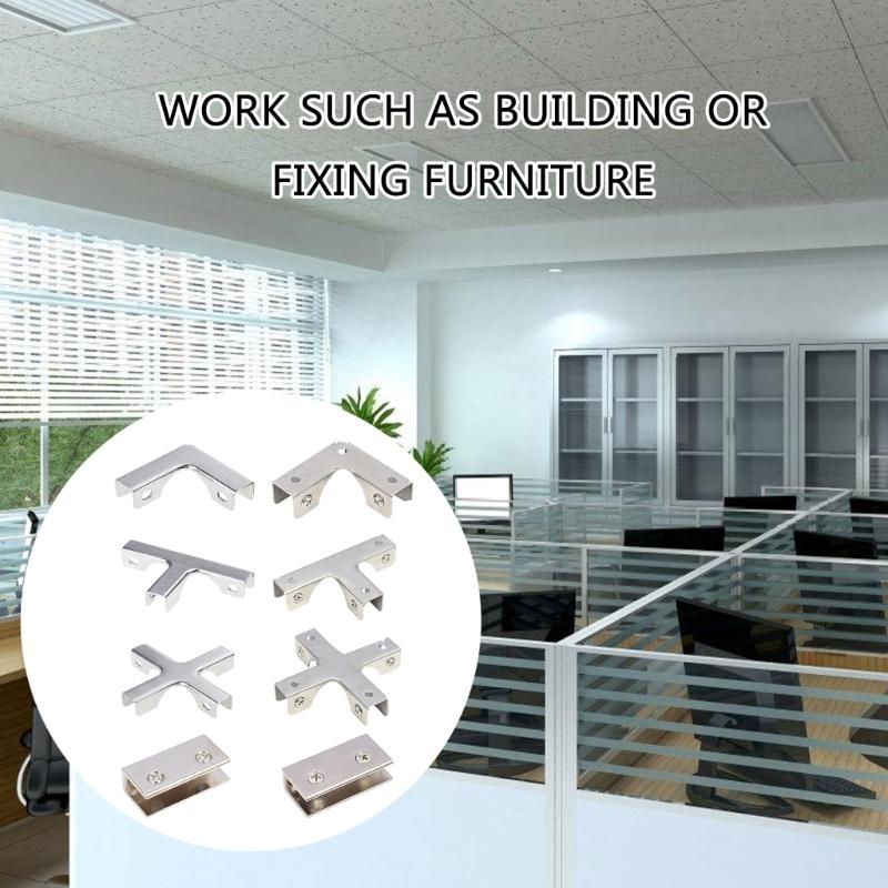 6pcs/set Secure Glass Shelf Support Clip L Shape Connectors Versatile Glass Joining Clamps for Display Case & Project
