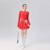 Womens Tennis Dress With Contrast Polo Collar High-Elastic Fit Built-in Shorts Breathable Knit Sport Set
