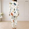 Women Plus Size Printed Half Zip Long Sleeve Longline Top And Fitted Pants Two Piece Set