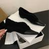2025 New Inner Slope Heel Fluffy Splicing Thick Heel Carved Fleece Warm Women's Commuter Women's Single Shoes