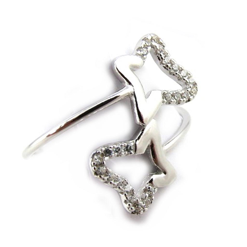 White 'Butterflies' Silver Ring