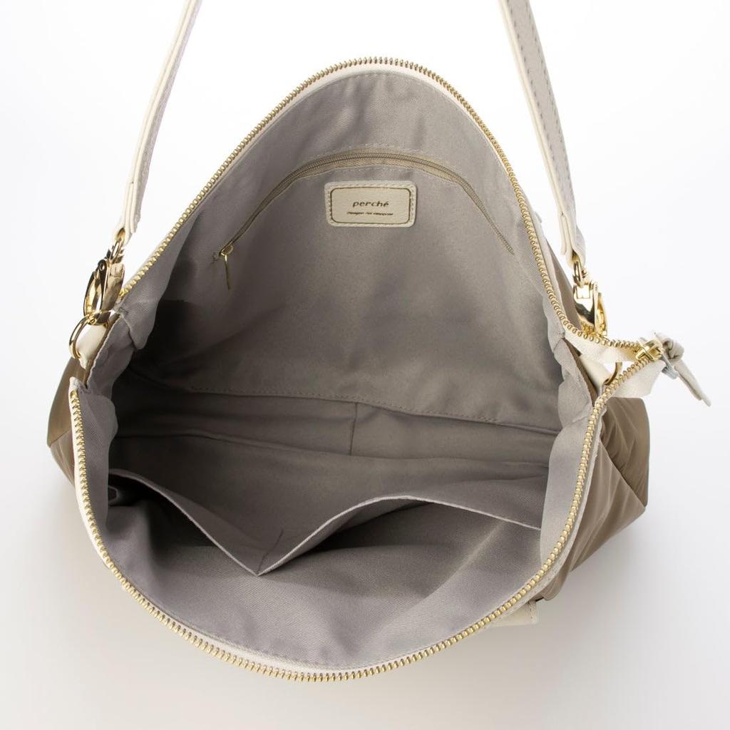 Perke Tote Bag with Nylon and Cowhide Twist BR 2-Way Cover, 08-00-09740, Women's,