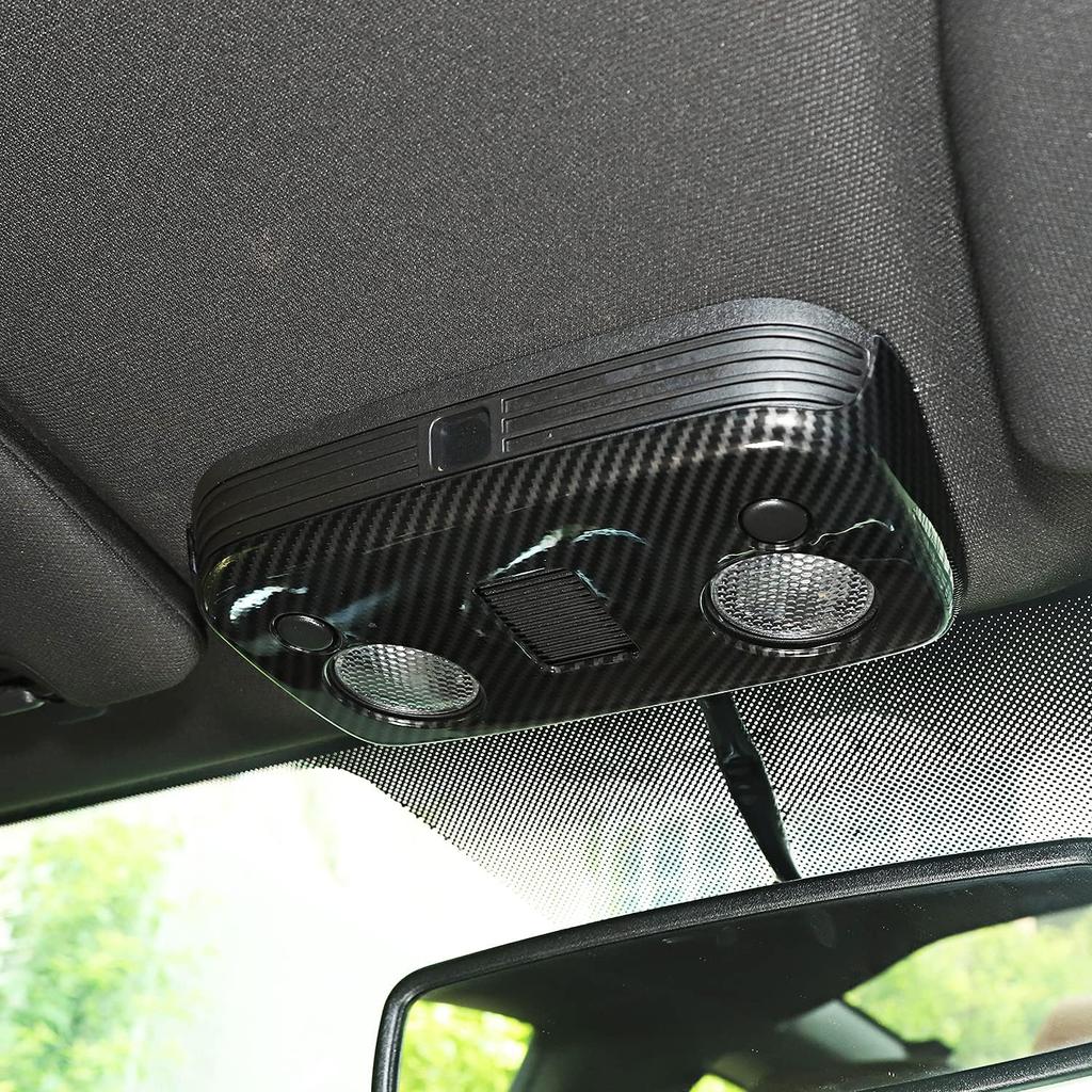RT-TCZ Front Ceiling Roof Reading Light Lamp Trim Cover Carbon Fiber Interior Accessories for 2009-2022 Ford Mustang (Carbon Fiber Grain)