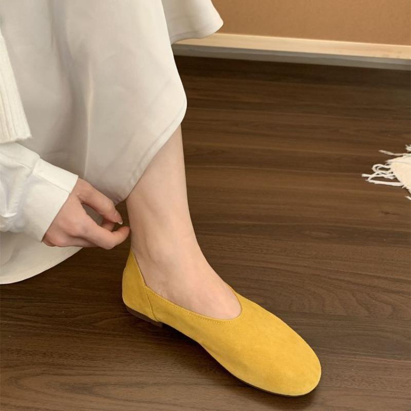 Comemore Retro Round Head Flats Spring Autumn Loafers Causal Soft Sole Women's Moccasins Solid Color Slip On Flat Shoes