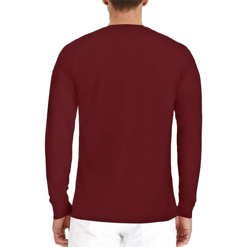 Fashionable Men's Henley Shirt Long Sleeve Button-up T-shirt with Pocket Digital Print Solid Pattern