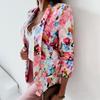 Bürodame Blazer Bunter Druck Slim Frühling Herbst Ziertaschen Floral Anzug