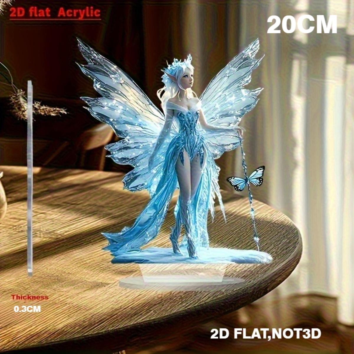 Forest Sunshine Home Blue 2D Flat Fairy Princess Acrylic 2D Decoration, Meticulous Craftsmanship, Suitable For Home,Office,Gifts,Fairy Decoration, Fairy Garden Accessories