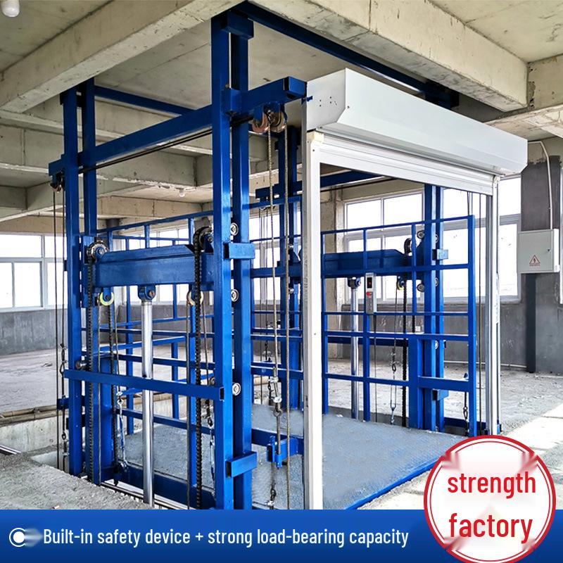 Heavy-Duty Guide Rail Freight Elevator: 2-3 Ton Hydraulic Lifting Platform for Warehouses